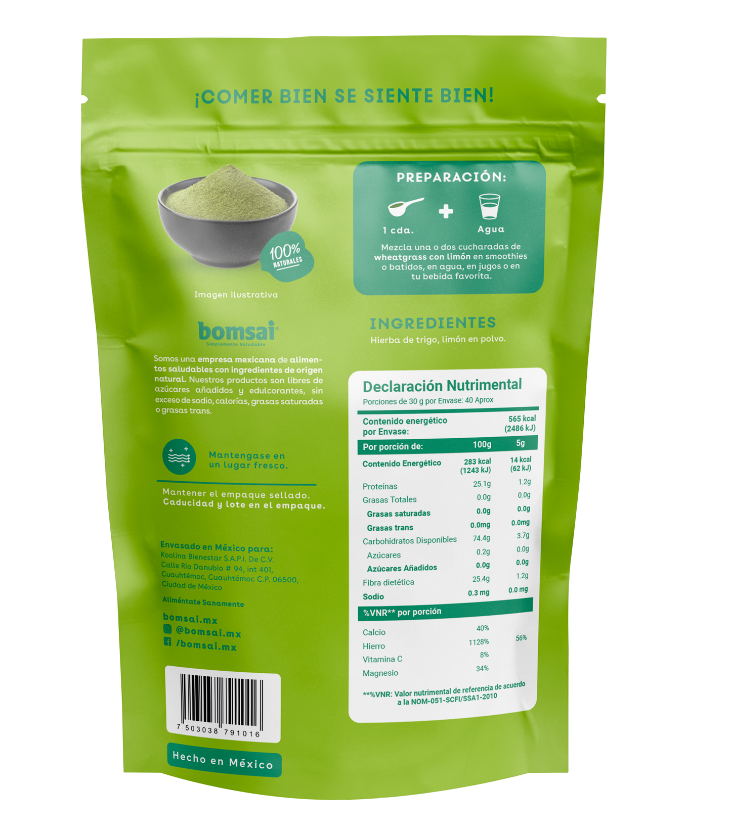 Wheatgrass con Limón 200 gr